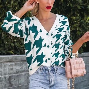 Strike A Pose Houndstooth Cardigan